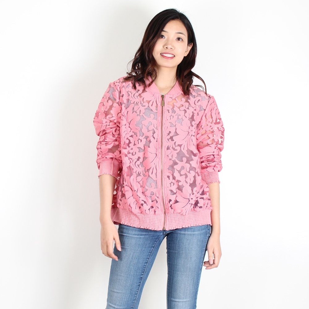 Pink Floral Lace Jacket